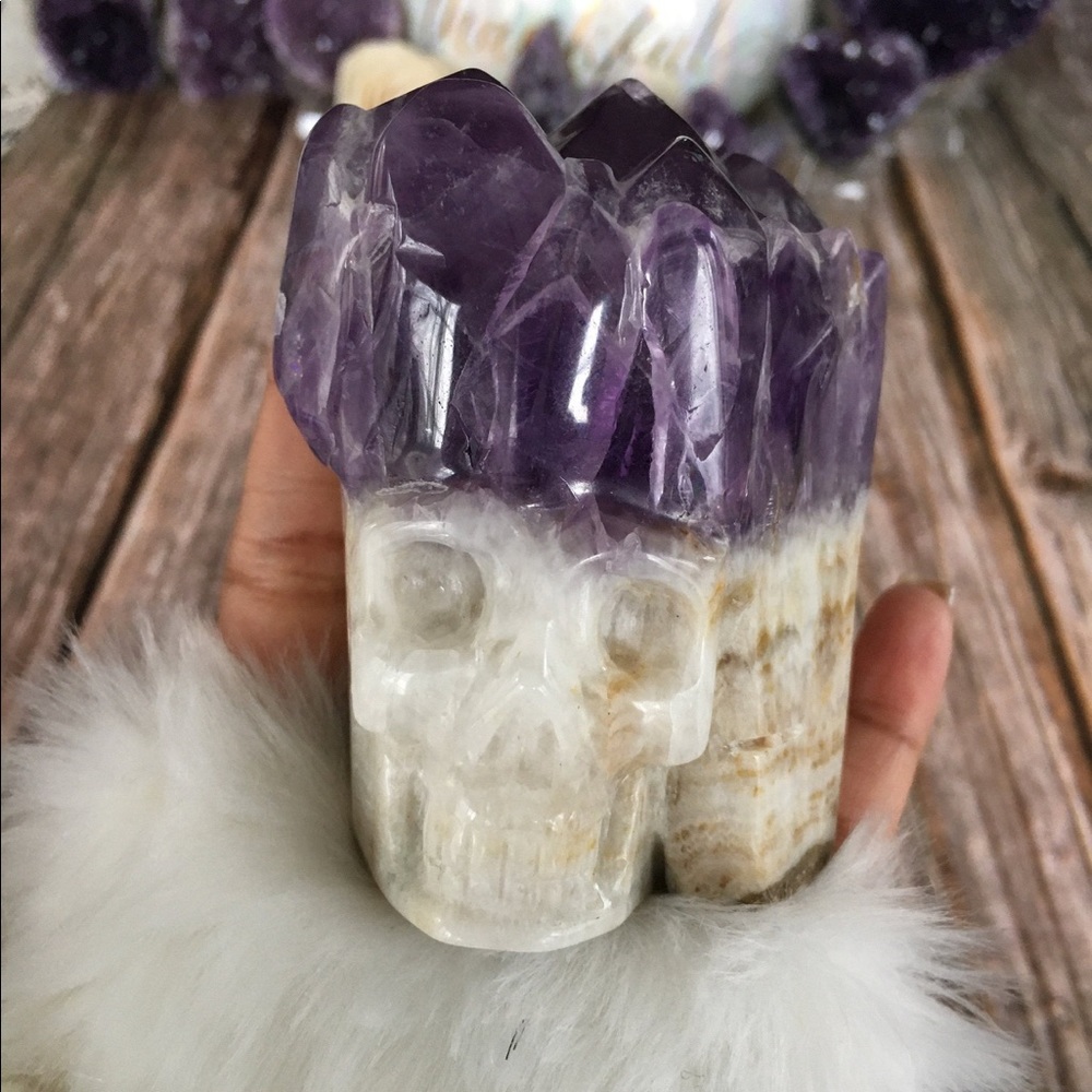 Gorgeous hand carved Amethyst skull.